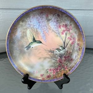 Porcelain “Garden Whispers” hummingbird plate by Bradford Exchange.